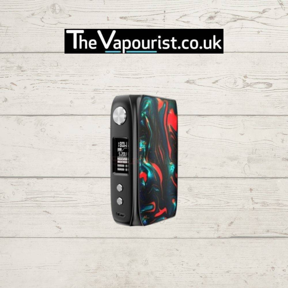 Ijoy Shogun Mod - high-performance 180W Dual 18650 Battery Mod with red and green resin panel, sleek black body, and OLED screen display.
