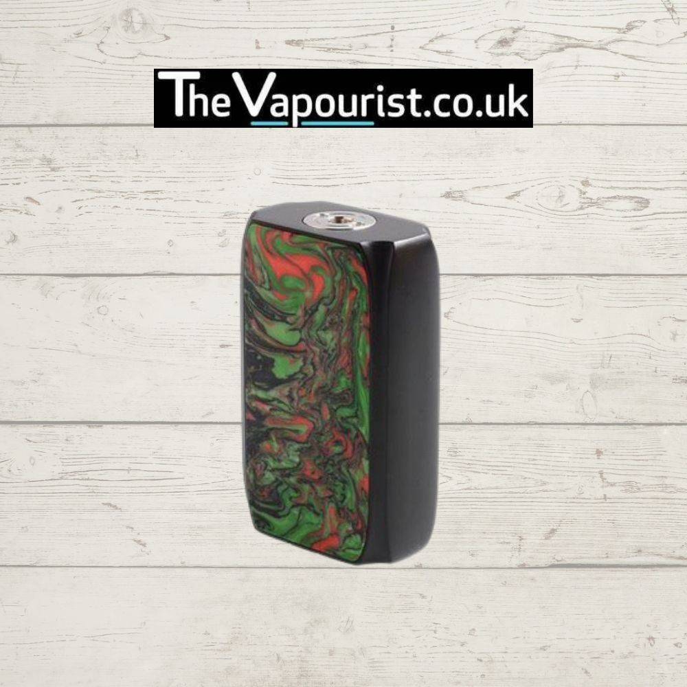 Ijoy Shogun Mod - high-performance 180W Dual 18650 Battery Mod with green and red swirl resin panel and compact black body for stylish vaping.