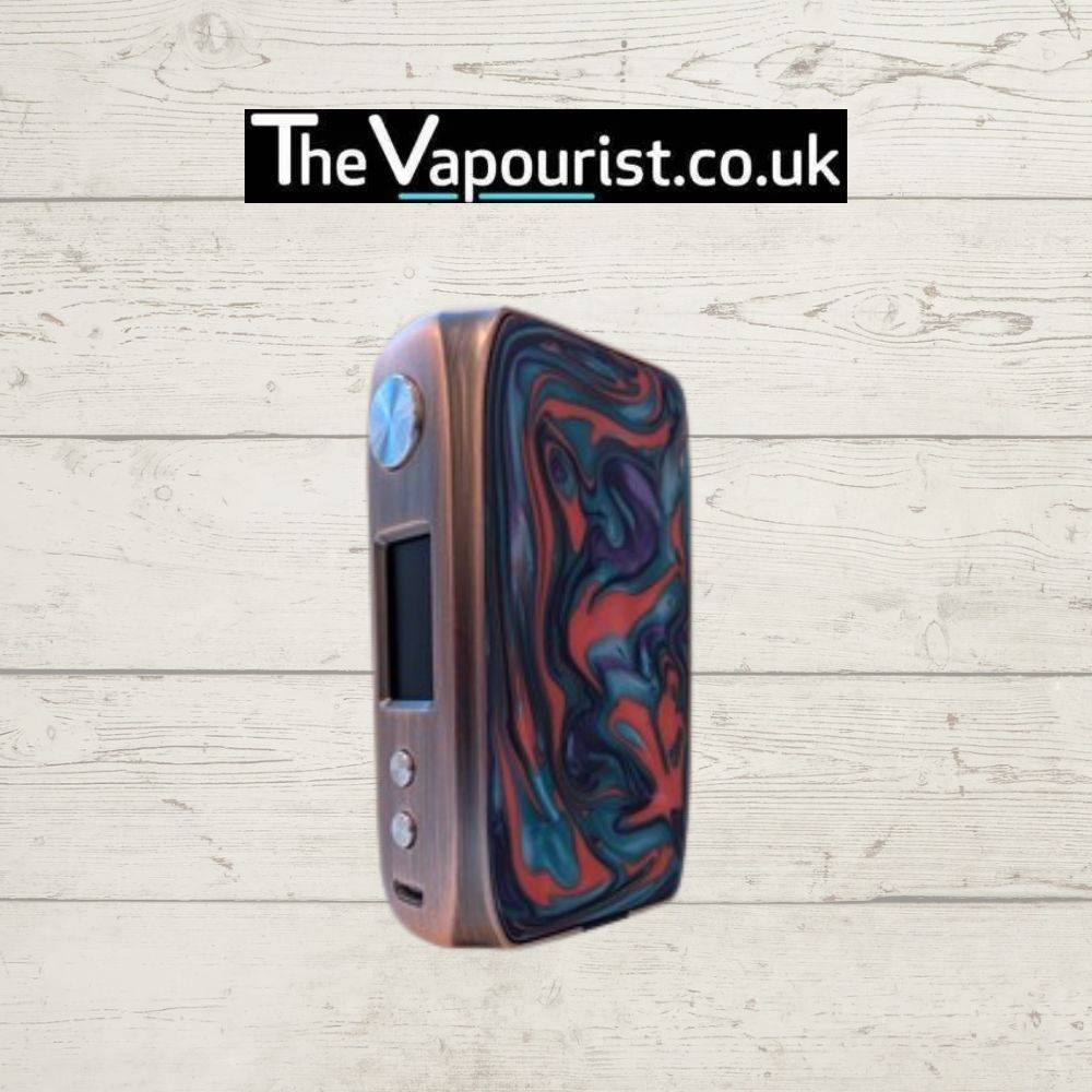 Ijoy Shogun Mod - high-performance 180W Dual 18650 Battery Mod with bronze finish and red-blue resin panel for a vibrant and durable vape device.