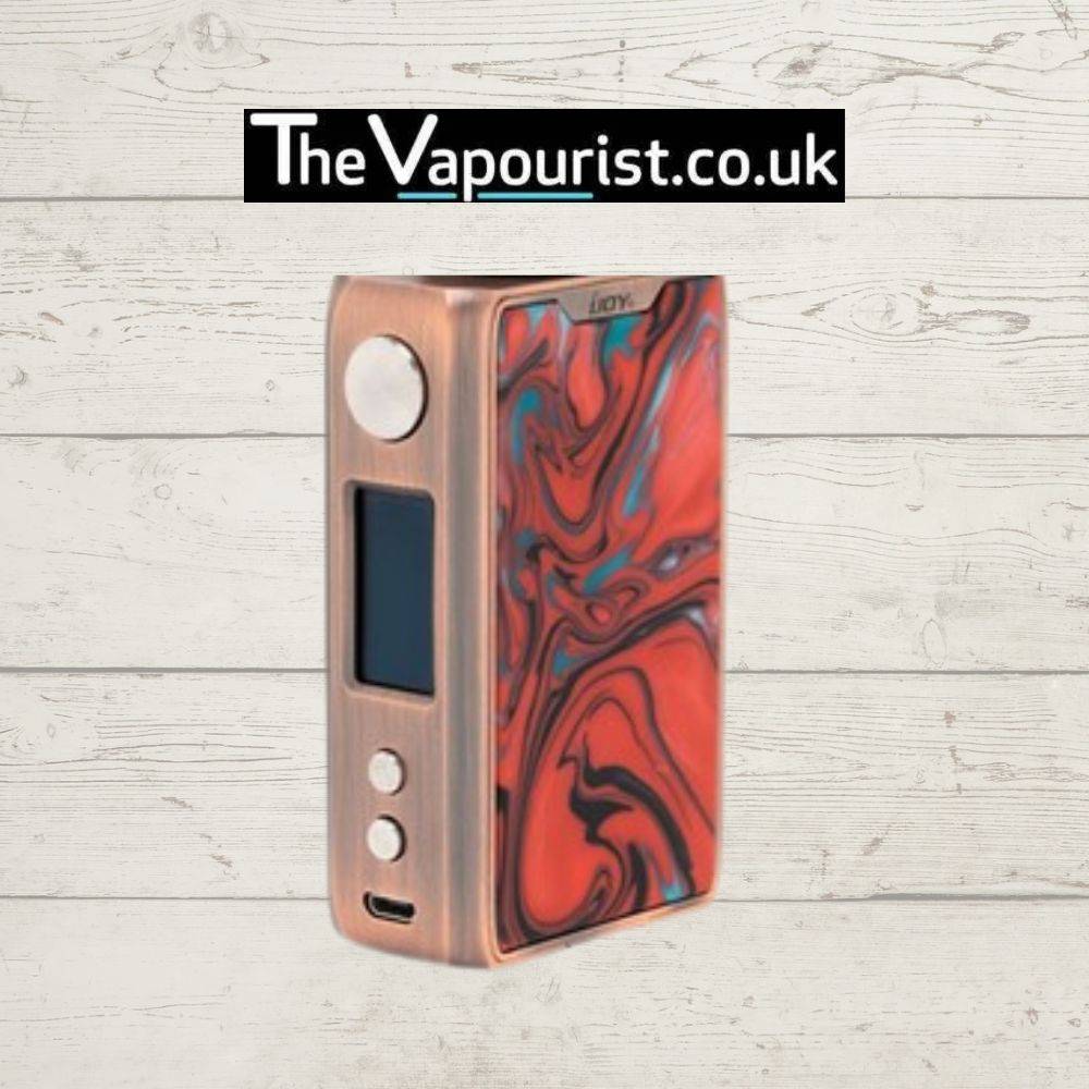 Ijoy Shogun Mod - high-performance 180W Dual 18650 Battery Mod in bronze with bold red and black resin panel, ideal for stylish advanced vapers.