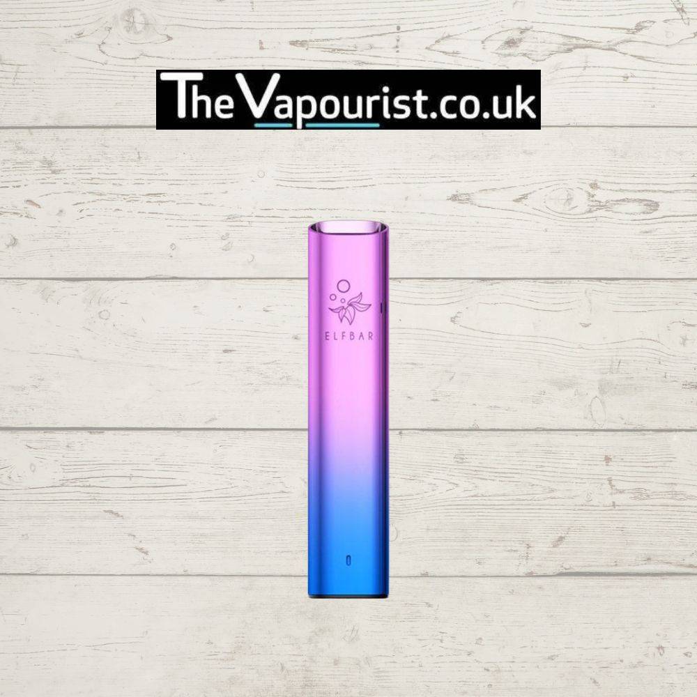 Pink-purple gradient ELFBAR Mate 500 Battery Device, vibrant and rechargeable vape battery compatible with ELFBAR P1 pods, from TheVapourist.co.uk.