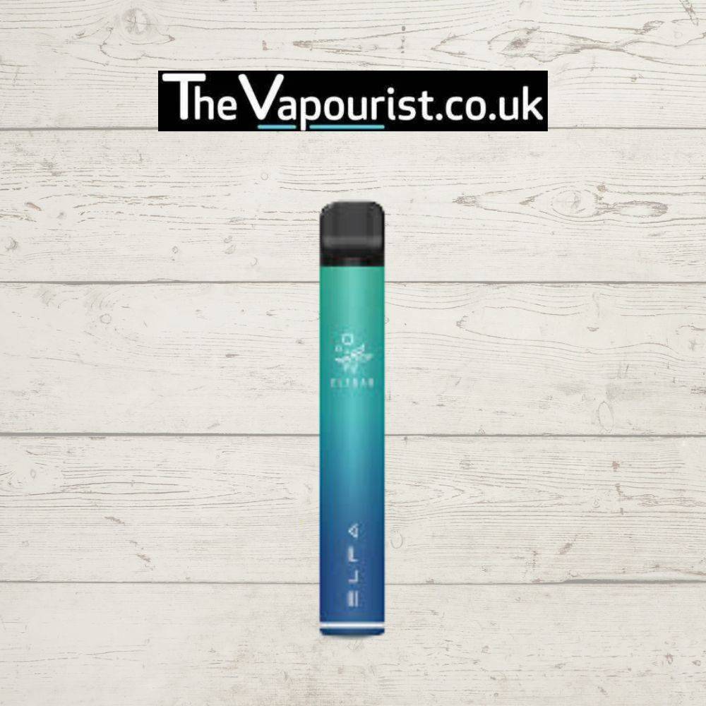 ELFBAR ELFA Pro Pod Kit Aurora Blue (Kiwi Passionfruit Guava) features a sleek gradient design with a black mouthpiece, ideal for smooth vaping.