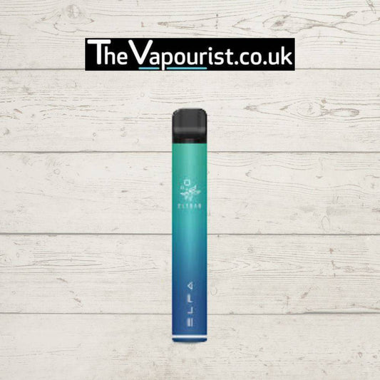 ELFBAR ELFA Pro Pod Kit Aurora Blue (Kiwi Passionfruit Guava) features a sleek gradient design with a black mouthpiece, ideal for smooth vaping.