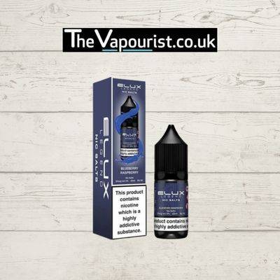 ELUX Legend Nic Salts Blueberry Raspberry vape juice with box packaging, featuring sweet, tangy & smooth flavor blend for vaporizers.