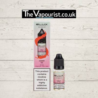 ELUX Legend Nic Salts Cherry Ice - Cool & Smooth Vape e-liquid bottle and packaging with cherry swirl design, ideal for smooth vaping experience.