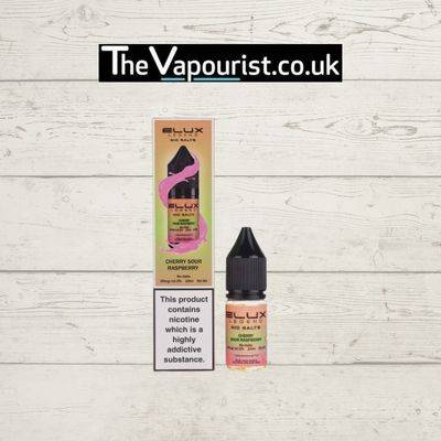 ELUX Legend Nic Salts Cherry Sour Raspberry 3 For £10 e-liquid bottle and packaging with bold fruity design, available at TheVapourist.co.uk. Ideal for smooth, tangy vaping experience in vaporizers.