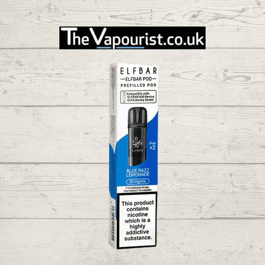 ELFBAR Blue Razz Lemonade Pods - Refreshing Vape | 2ml pack of 2 prefilled pods with 20mg nicotine, compatible with ELFA and Lost Mary Tappo devices.