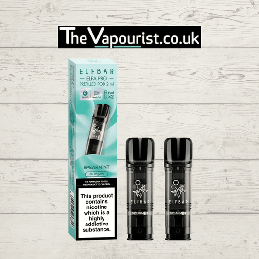 ELFBAR ELFA Pro Spearmint Pods - Vape Minty Refresh | 2-Pod Pack with 20mg nicotine strength, compatible with ELFA and Lost Mary Tappo devices.