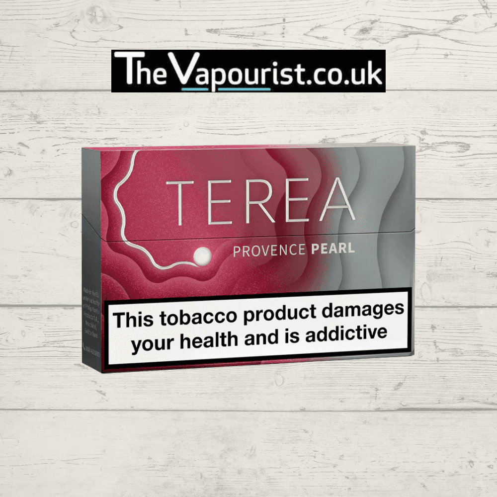 IQOS Terea Province Pearl tobacco sticks box with bold red and silver design, offering a full-bodied, rich tobacco experience for IQOS ILUMA users.