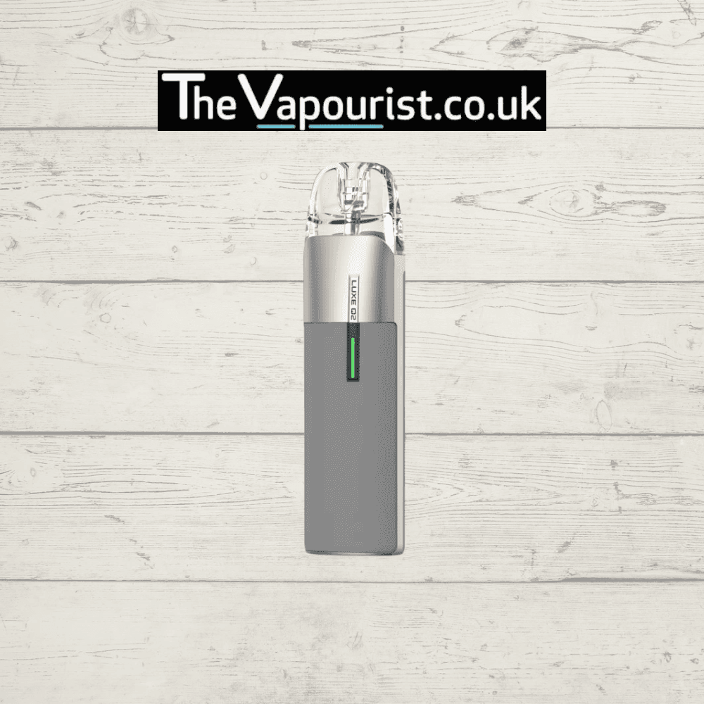 Vaporesso Luxe Q2 Pod Kit in silver, elegant and easy-to-use MTL vape device, perfect for beginners, offered by TheVapourist.co.uk.