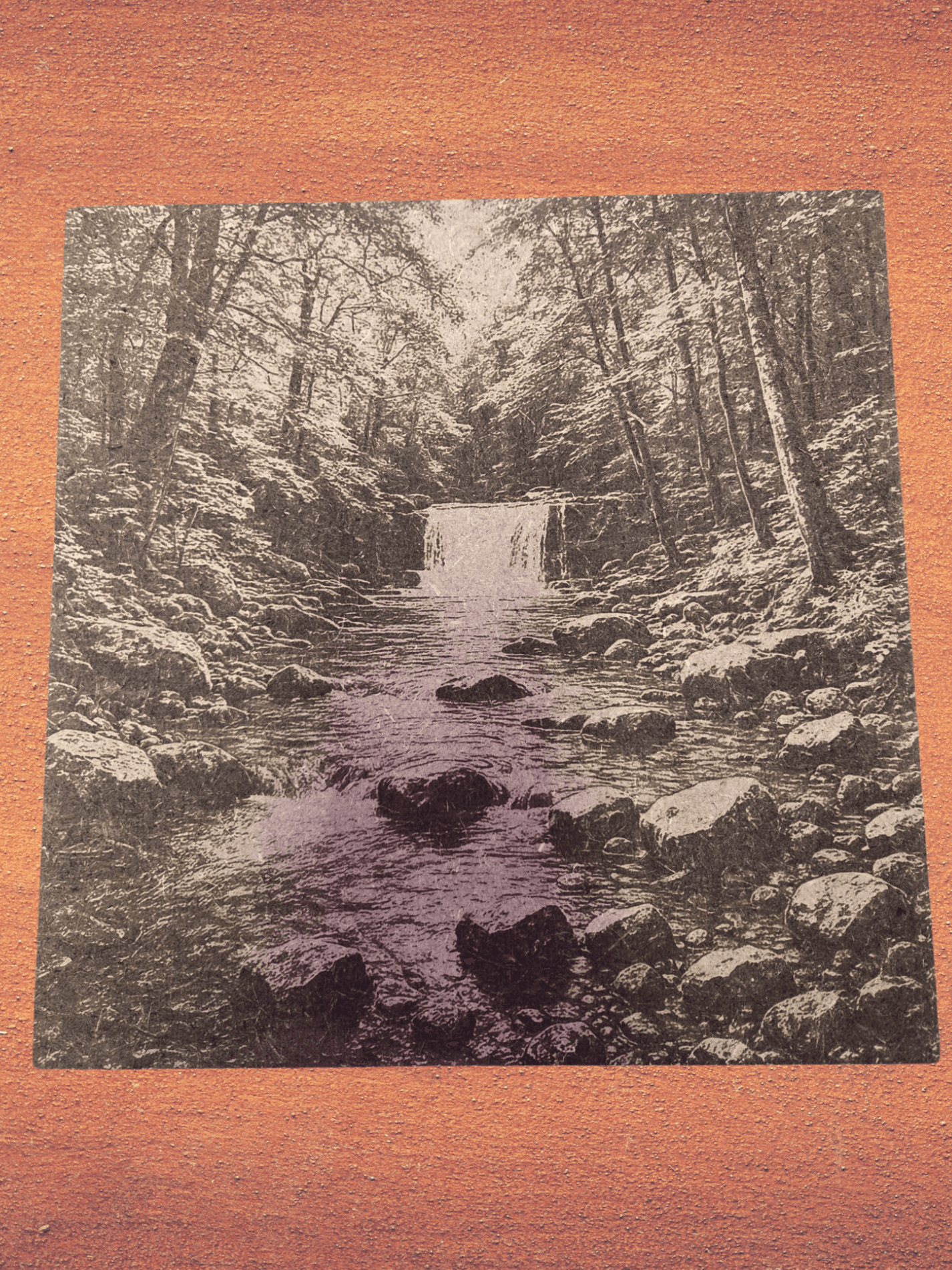 Wood Work - Wooden Waterfall Art | Nature Scene MDF featuring a laser-engraved forest and waterfall on a 300x300mm wooden panel for tranquil home decor.