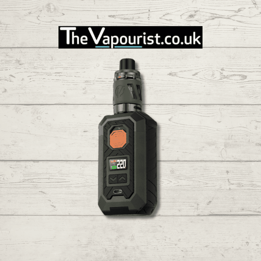 Vaporesso Armour Max Kit in black with rugged TPU casing and 220W display, ideal for high-performance vaping from TheVapourist.co.uk.