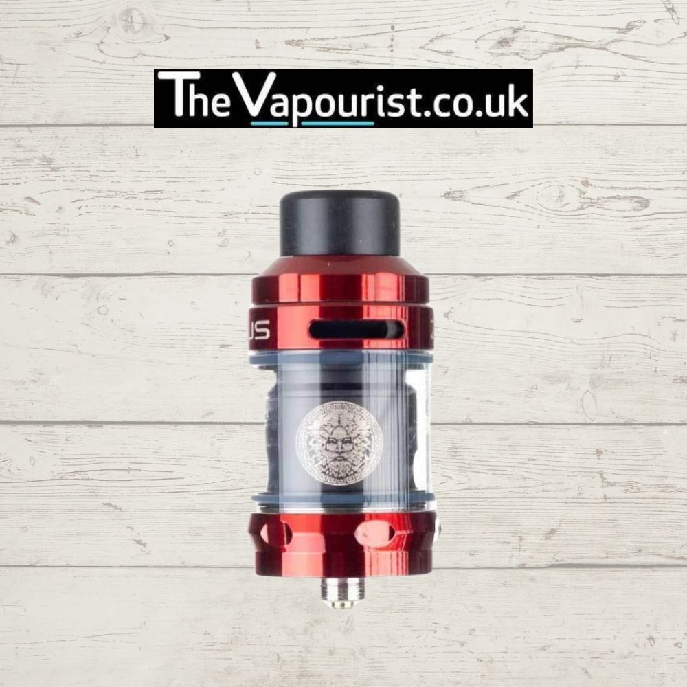Powerful red sub ohm tank for direct to lung vaping by The Vapourist.