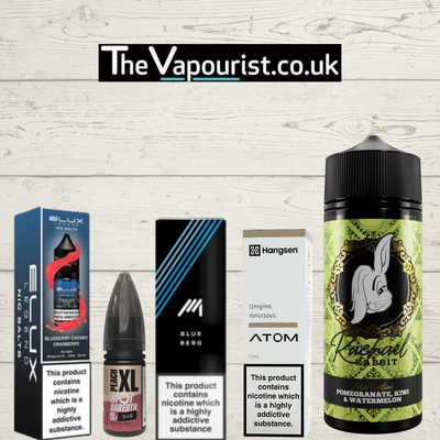 Premium E-Liquid collection featuring top vape juice brands and flavors.