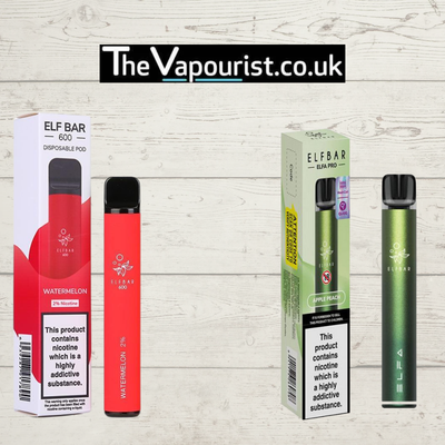 ELFBAR Prefilled Pod Kits with Watermelon and Apple Flavours Displayed