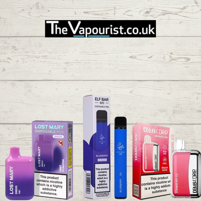 Top disposable vape brands including Lost Mary, Elf Bar, and Double Drip.