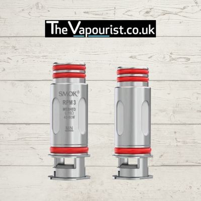 SMOK RPM 3 Coils compatible with SMOK Nord 5 Pod Kit, shown in a 2-pack with red O-rings for DTL and MTL vaping performance.