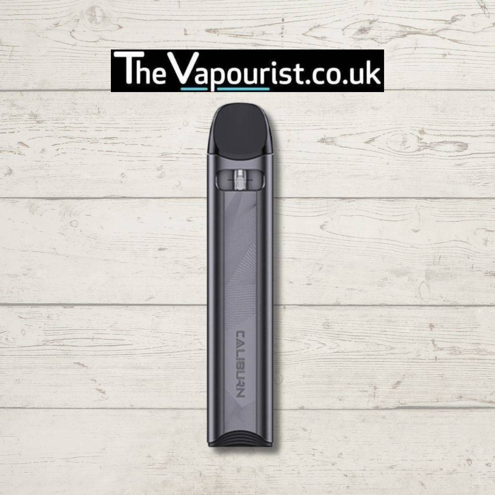 Uwell Caliburn A3S Pod Kit in sleek black finish, compact and user-friendly vaporizer ideal for mouth-to-lung vaping experience.