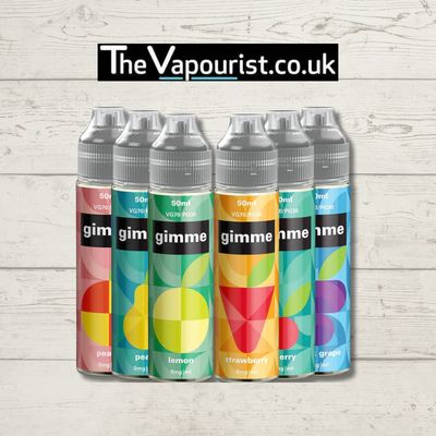 Gimme Coffee 50ml vape juice with bold geometric label design, offering a rich coffee flavor and smooth, creamy finish for vaporizers.