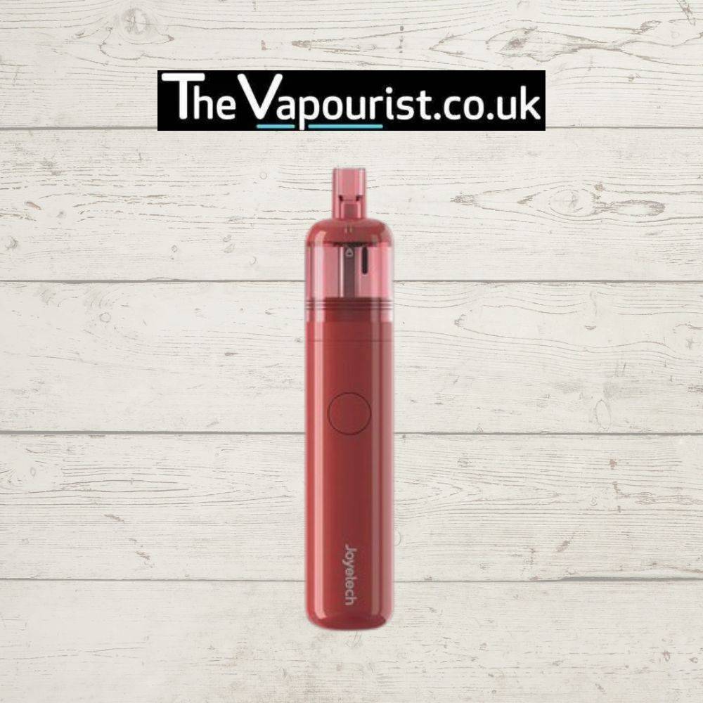 Red Joyetech EGO 510 Kit vape device for beginners, shown vertically with sleek design on wooden backdrop, available at TheVapourist.co.uk.