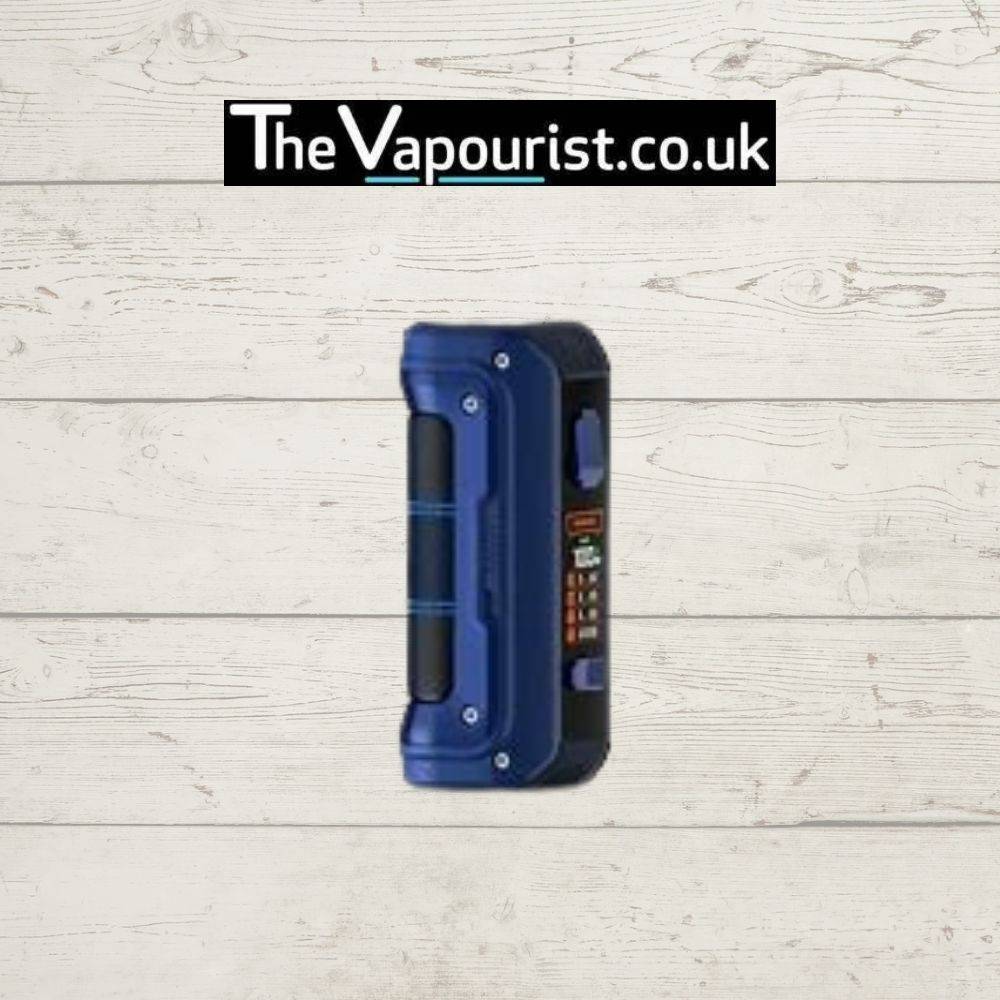 GEEKVAPE Aegis Max 2 Battery Mod in blue with rugged grip and side control panel, offering power, durability, and versatility for vaping enthusiasts.