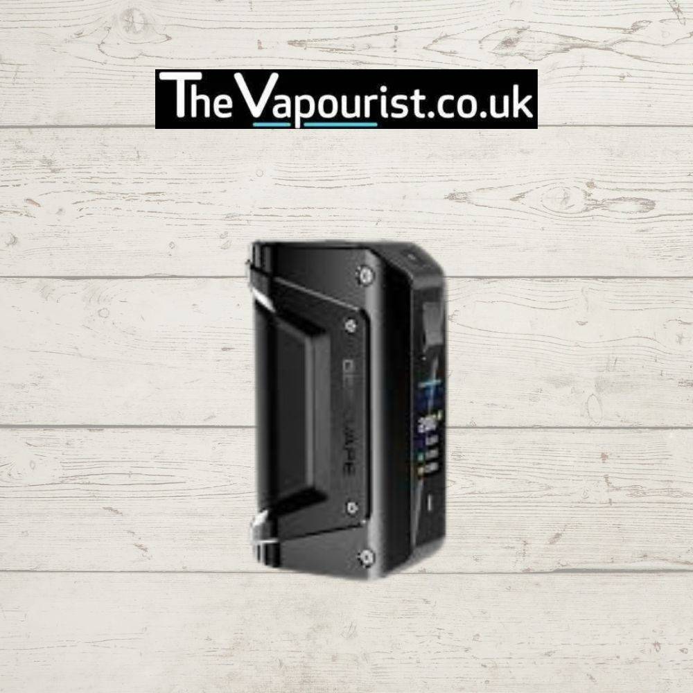 Black GEEKVAPE Aegis Legend 3 Battery Mod with color screen, built for high performance and durability in e-liquid vaping.