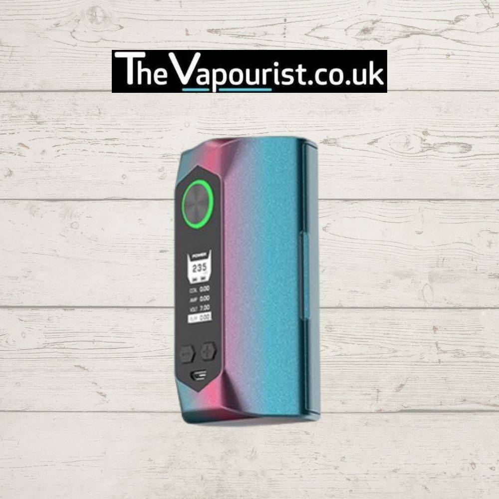 GEEKVAPE Blade Dual 21700 Mod in gradient rainbow finish, featuring 235W output and dual battery support for advanced vape performance.