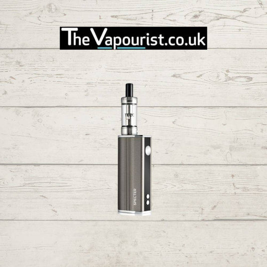 TECC Specter Kit - easy to use vape kit & long lasting battery, shown in sleek metallic finish with adjustable wattage and compact design.