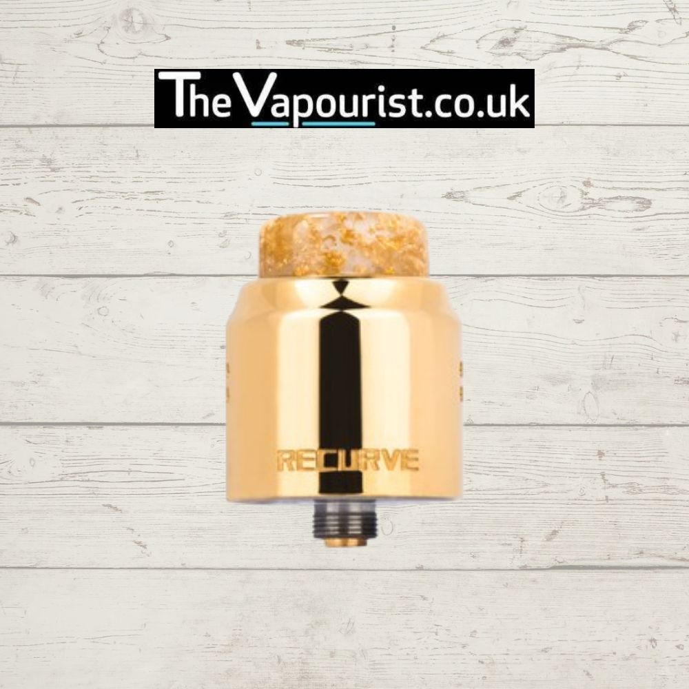 Gold Wotofo Recurve Dual RDA - Dual Coil Flavour Dual RDA with resin drip tip, 24mm rebuildable dripping atomiser for enhanced flavour vaping.