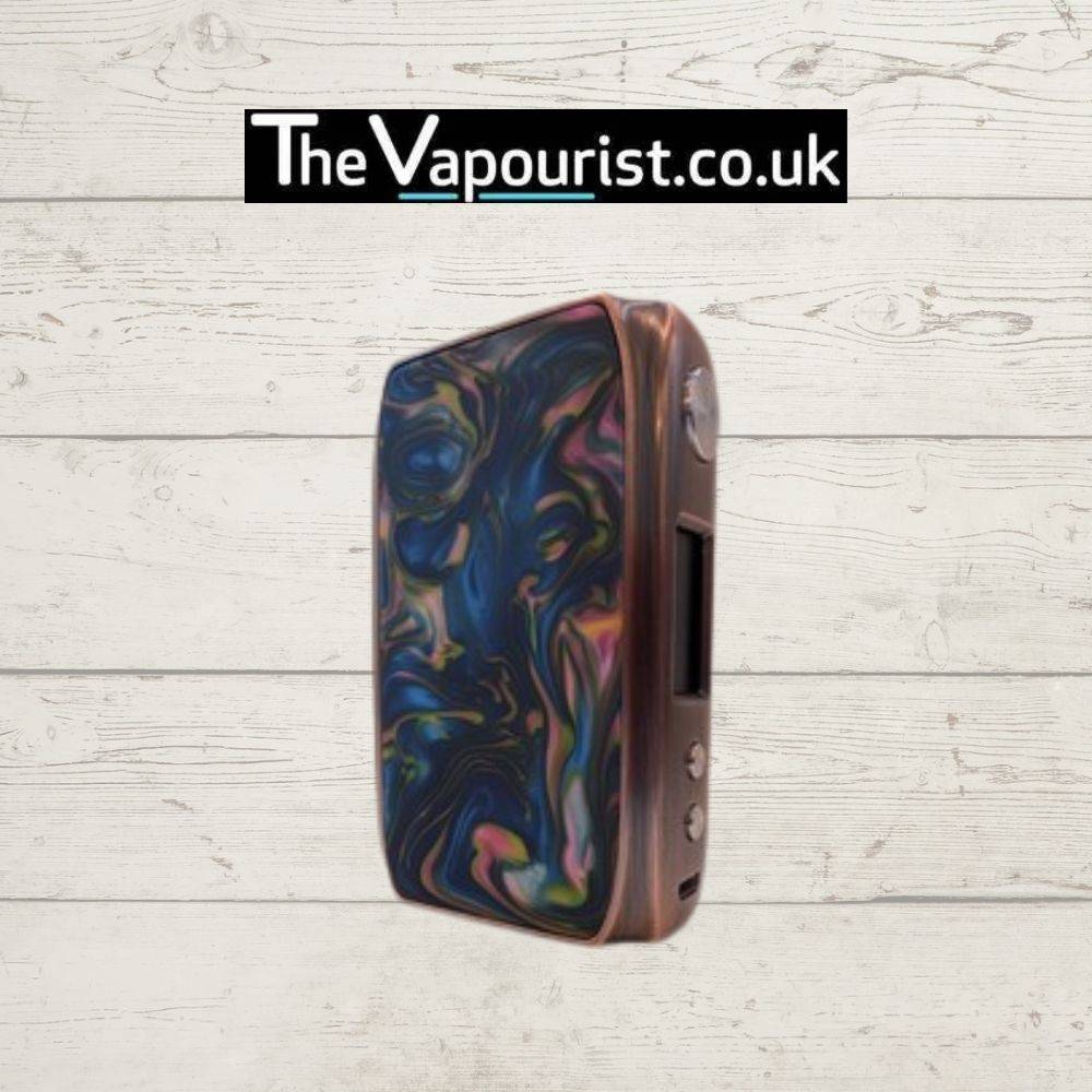 Ijoy Shogun Mod - high-performance 180W Dual 18650 Battery Mod with bronze casing and multicolor resin panel for a bold and modern vape look.