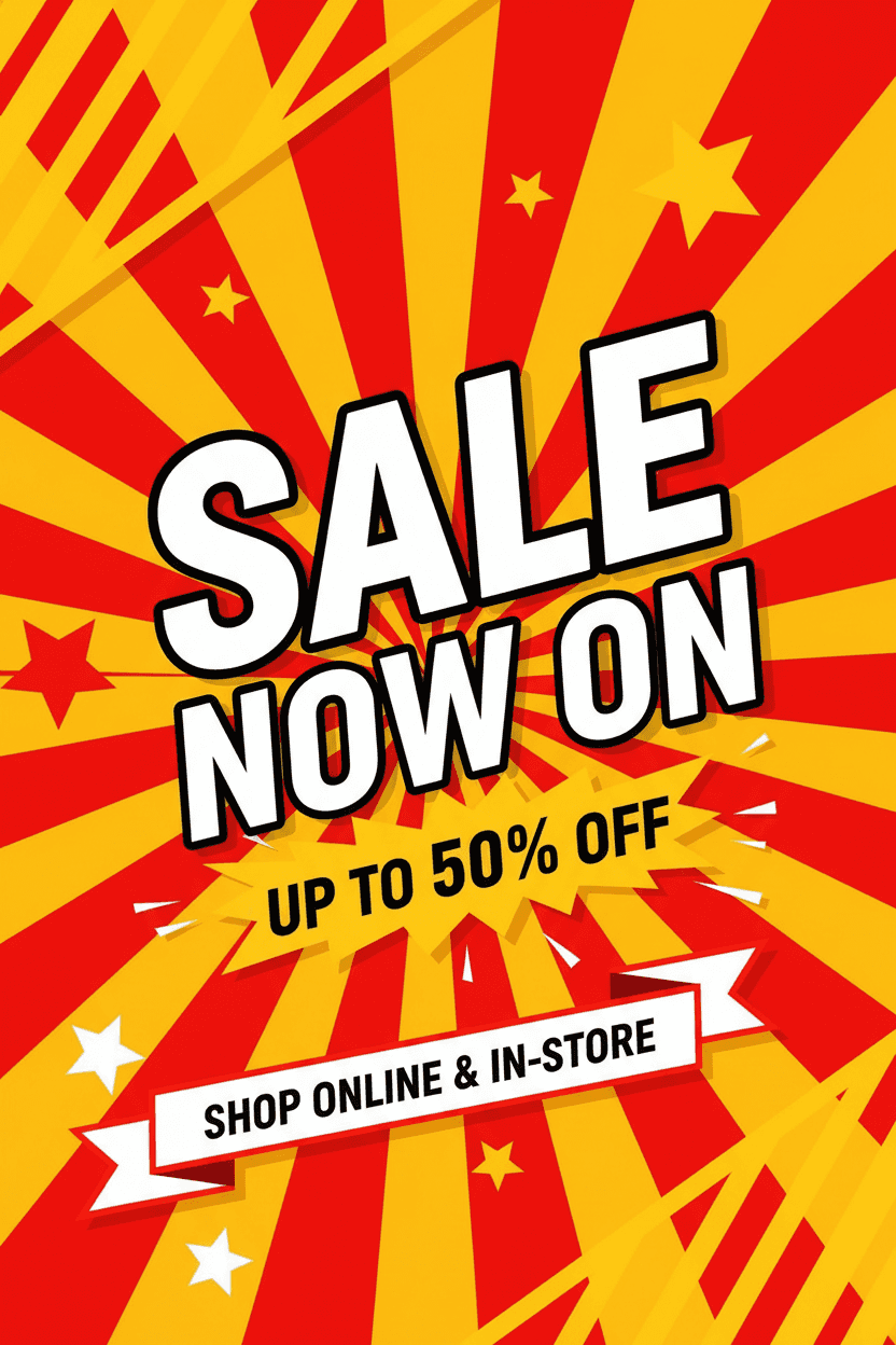 sale now on poster