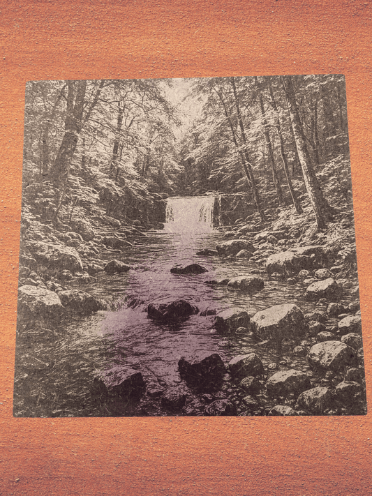 Wood Work - Wooden Waterfall Art | Nature Scene MDF featuring a laser-engraved forest and waterfall on a 300x300mm wooden panel for tranquil home decor.
